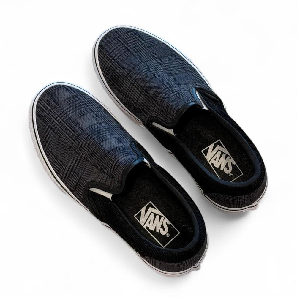 Vans unisex black plaid slip-on sneakers